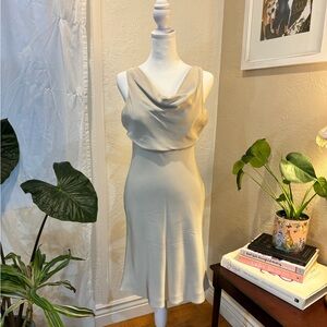 J Crew Dress Ivory Cowl Neck Silk Tricotine Anouk - Size 2